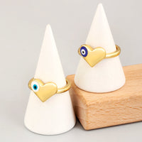 Anillo Ojo Turco Corazón Blanco y Azul