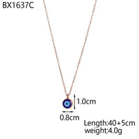 Collar étnico minimalista de moda chapado en oro de acero inoxidable con ojos de diablo, collar redondo con colgante de ojos malvados azules para mujer