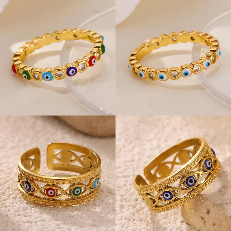 Anillo Ojo Turco Geométrico Retro