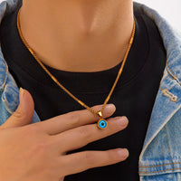 Encantador collar de cadena de serpiente con colgante de mal de ojo para mujer, delicado collar de acero inoxidable, accesorio de joyería de fiesta para niñas
