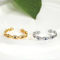 Anillo Ojo Turco Circonita Azul Abierto