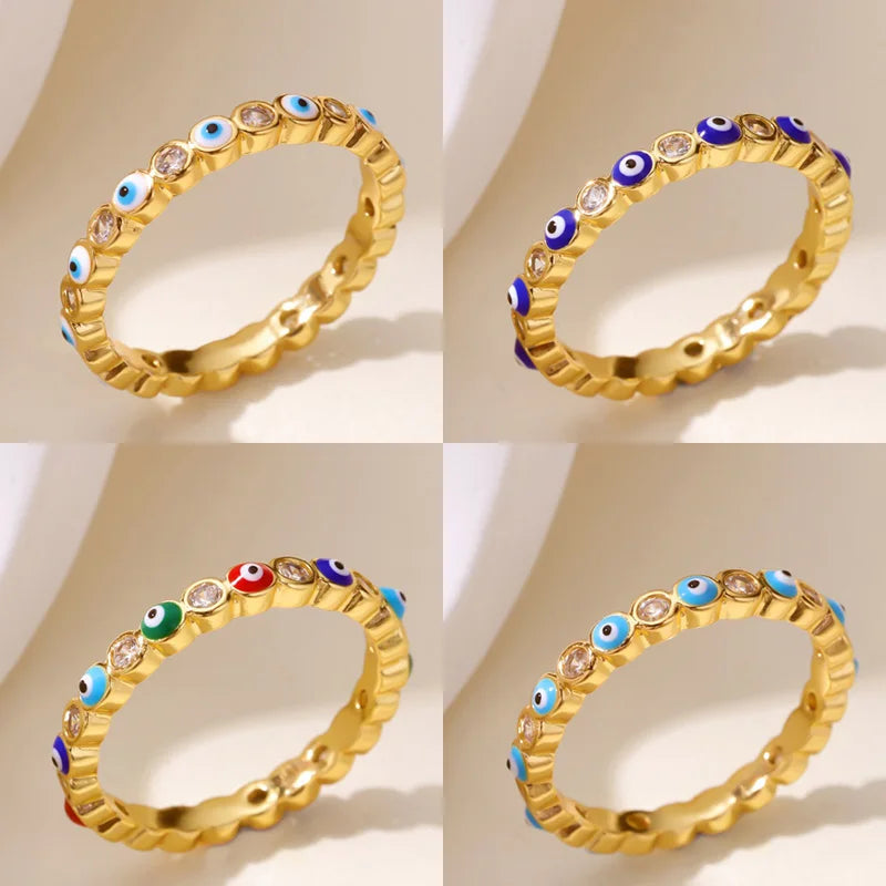 Anillo Ojo Turco Circonita Resistente al Agua