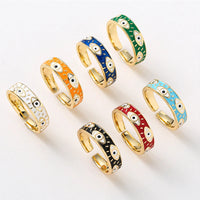 Anillo Ojo Turco Esmalte Azul Moderno