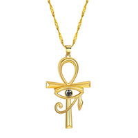 Collar religioso con colgante de llave de Cruz Ankh para mujer, Ojo de Horus, collar con declaración, regalo de joyería de la suerte