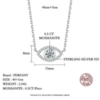 Collar de moissanita de 0,5 quilates de la marca PERFANY para mujer, con colgante de plata de ley S925 con forma de ojo, diamante de laboratorio certificado, joyería de alta gama y diseño moderno.