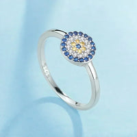 Anillo Ojo Turco Plata 925 Cristal Azul