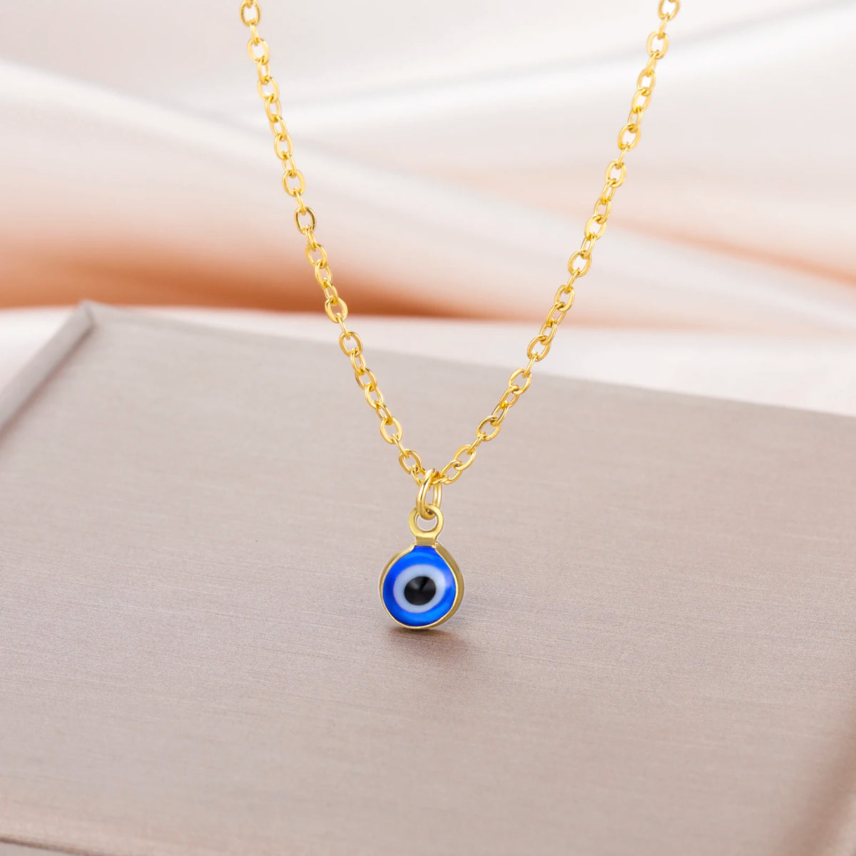 Amuleto de Protección Azul Turco, Collar con Colgante de Ojo Turco, Collar de Acero Inoxidable para Mujer, Joyería, Regalos para Fiestas