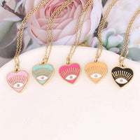 Collar de acero inoxidable con forma de corazón y mal de ojo para mujer, joyería de moda, chapado en oro, estilo bohemio