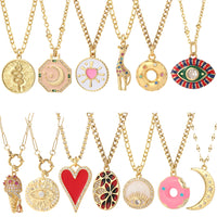Collar de Donut con forma de corazón para mujer, collares de Luna bohemios, mal de ojo azul, Color dorado, cadena larga de acero inoxidable, gargantillas de serpiente nuevas