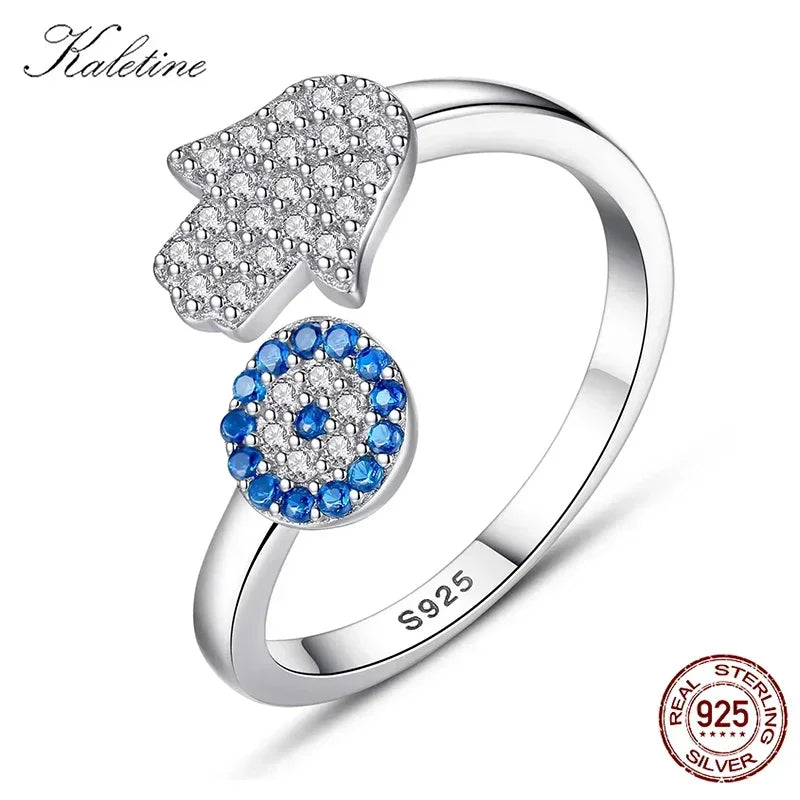 Anillo Mano de Fátima Ojo Turco Plata 925