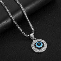 Colgante de Ojo Turco Místico Pequeño para Mujer, en Acero Inoxidable Color Oro y Plata, con Zirconia Redonda, Amuleto, Collar para Mujer, Joyería