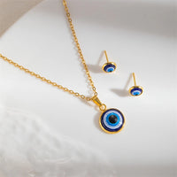 Conjunto de Collar y Pendientes de Acero Inoxidable con Ojo de Diablo, Estilo Bohemio para Mujer, Cadena para Clavícula con Ojo, Joyería de Moda, Regalo