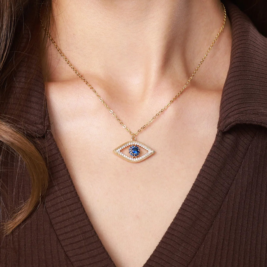 Collar con colgante de mal de ojo turco para mujer, collares de acero inoxidable de Color dorado, gargantilla de tendencia 2026, joyería estética de la suerte