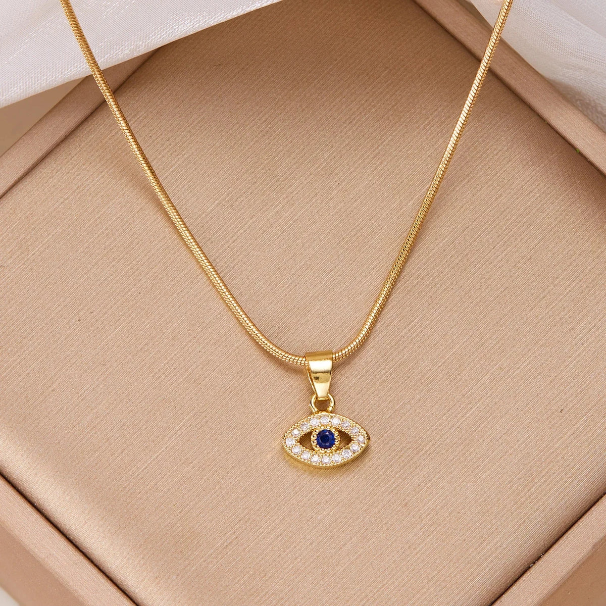 Collar con colgante de ojo malvado de la suerte de circón azul para mujer, mano de Fátima, cadenas de clavícula de ojo turco, Gargantilla femenina, regalo de joyería de boda
