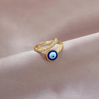 Anillo Ojo Turco Azul Circonita Ajustable