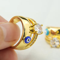 Anillo Ojo Turco Grande Dorado