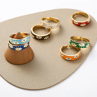 Anillo Ojo Turco Esmalte Azul Moderno