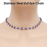 Collar de mal de ojo para mujer, collar de acero inoxidable, cadena de protección contra el mal de ojo, Gargantilla contra el mal de ojo, joyería de regalo