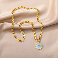 Collares con Colgante de Ojo de Diablo Clásico para Mujer, Acero Inoxidable, Chapado en Oro de 18K, Zirconia, Joyería para Uso Diario, Regalo