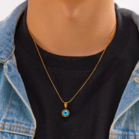 Encantador collar de cadena de serpiente con colgante de mal de ojo para mujer, delicado collar de acero inoxidable, accesorio de joyería de fiesta para niñas