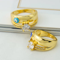 Anillo Ojo Turco Grande Dorado