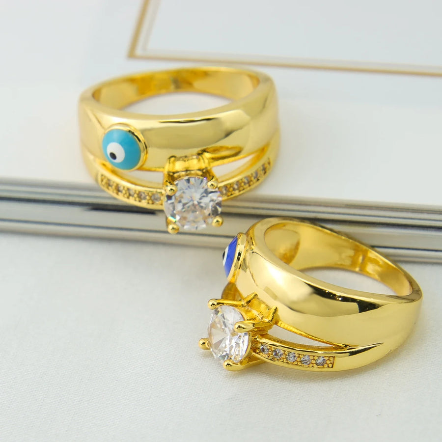 Anillo Ojo Turco Grande Dorado