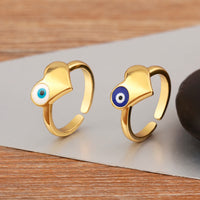 Anillo Ojo Turco Corazón Blanco y Azul