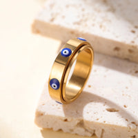 Anillo Giratorio Ojo Turco Esmalte Azul