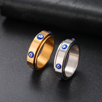 Anillo Giratorio Ojo Turco Esmalte Azul