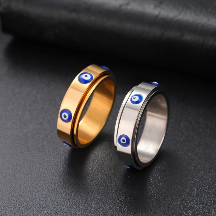 Anillo Giratorio Ojo Turco Esmalte Azul