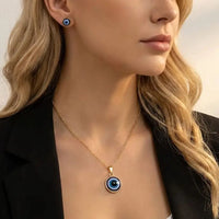 Conjunto de Collar y Pendientes de Acero Inoxidable con Ojo de Diablo, Estilo Bohemio para Mujer, Cadena para Clavícula con Ojo, Joyería de Moda, Regalo