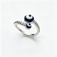 Anillo Ojo Turco Azul Oro y Plata