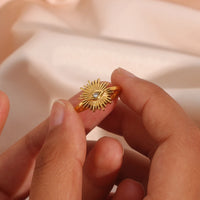 Anillo Ojo Turco Hipoalergénico Dorado