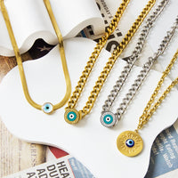 LUXUSTEEL-Cadena de serpiente con dijes de ojos malvados para mujer, collar de espiga de acero inoxidable, Gargantilla Vintage, regalos de joyería, nueva tendencia