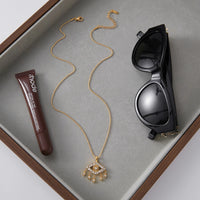Uworld moda clásica 18K Color oro plateado acero inoxidable circón blanco ojo del diablo borla colgante collar joyería de mujer Pa