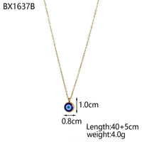 Collar étnico minimalista de moda chapado en oro de acero inoxidable con ojos de diablo, collar redondo con colgante de ojos malvados azules para mujer