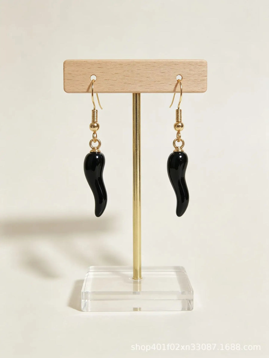 Pendientes de Gancho para Mujer, Elegantes y Lindos, Multicolor, con Efecto de Goteo de Aceite, Pequeños en Forma de Pimiento, Accesorio Transfronterizo, Divertidos, Estilo Geométrico y Frutal