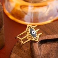 Anillo Ojo Turco Geométrico Dorado