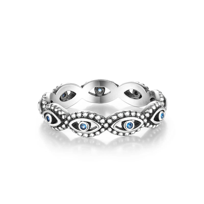 Anillo Ojo Turco Azul Plata 925 Original