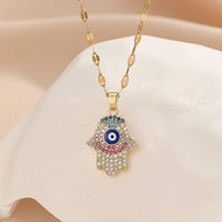 Collar de ojo de diablo para hombres y mujeres, chapado en oro de 18k, gota de aceite de palma, joyería de circón de colores, colores aleatorios, nuevo