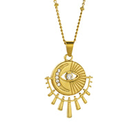 Collar de ojo con diseño de nicho, cadena de suéter con colgante de ojo de sol de acero de titanio personalizado
