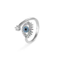 Anillo Ojo Turco Cristal Dorado y Plateado