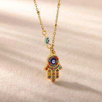 Collar con colgante de ojos malvados de acero inoxidable para mujer, joyería, cadenas para clavícula, collares, regalos para fiesta, triangulación de envíos