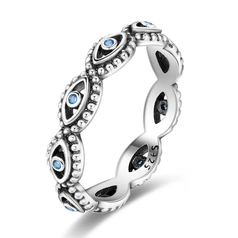 Anillo Ojo Turco Azul Plata 925 Original