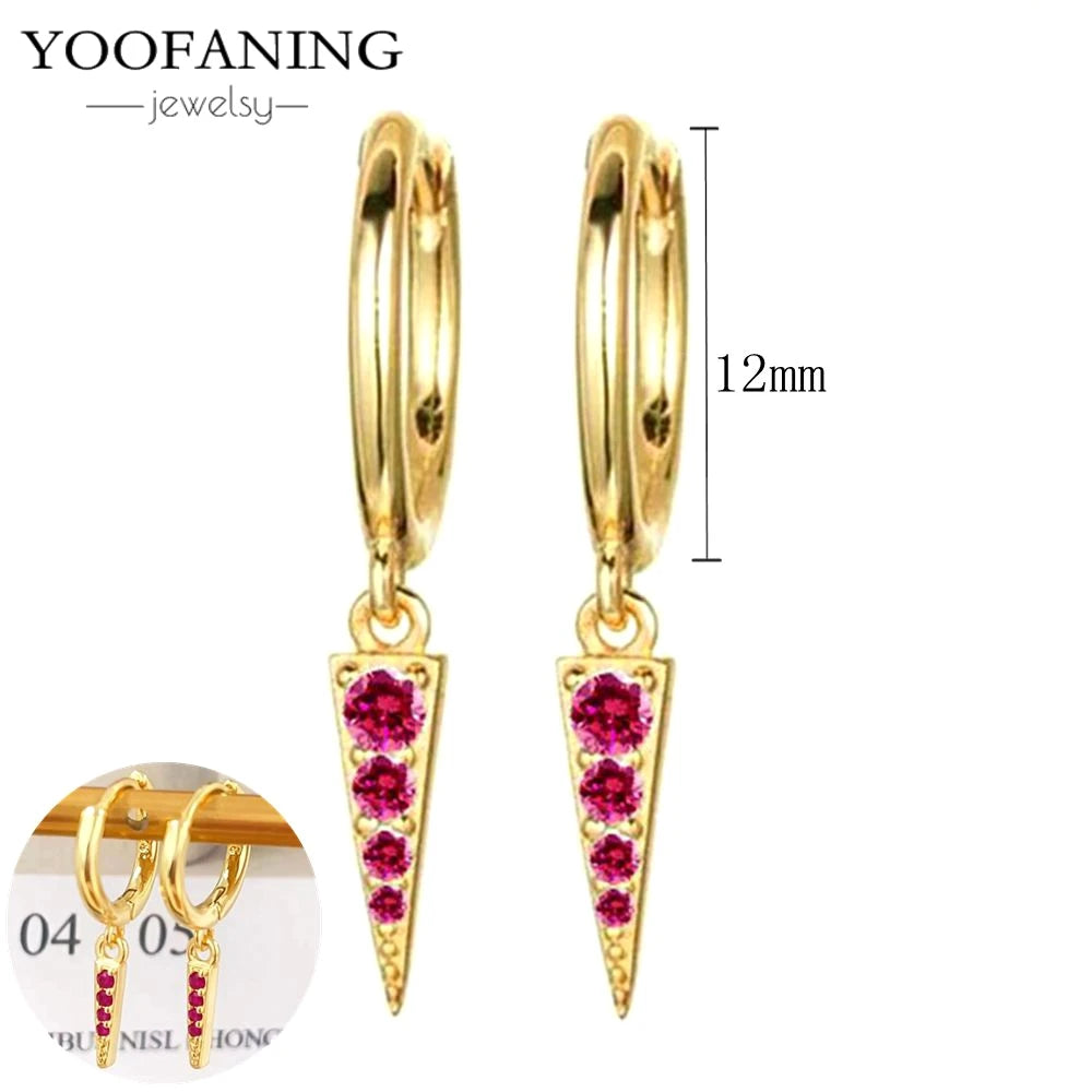 Pendientes de aro exquisitos de Plata de Ley 925 con aguja para oreja, pendientes clásicos de la serie rosa roja para mujer, regalo de joyería Patty