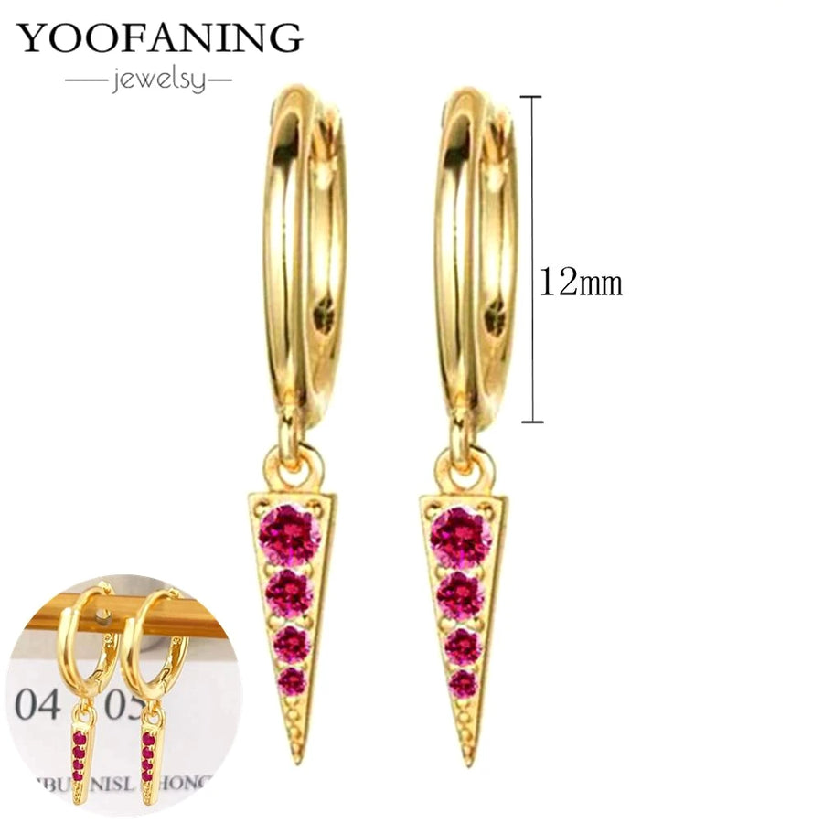 Pendientes de aro exquisitos de Plata de Ley 925 con aguja para oreja, pendientes clásicos de la serie rosa roja para mujer, regalo de joyería Patty
