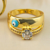 Anillo Ojo Turco Grande Dorado