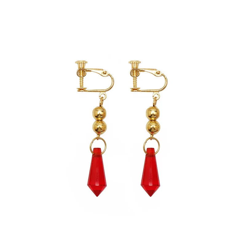 Juego Genshin Impact Tartaglia pendientes Anime joyería Cosplay Genshin chide pendientes accesorios de moda pendientes de gota de cristal
