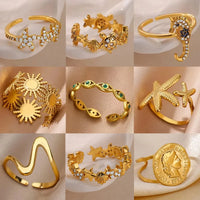 Anillo Ojo Turco Estrella de Mar y Tortuga