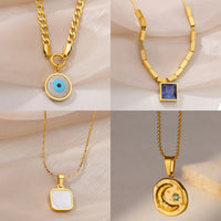 Collares con Colgante de Ojo de Diablo Clásico para Mujer, Acero Inoxidable, Chapado en Oro de 18K, Zirconia, Joyería para Uso Diario, Regalo